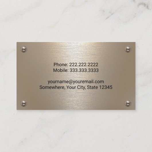 Bouw Zware Uitrusting Operator Modern Metal Visitekaartje (Achterkant)