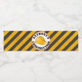 Bouw Zwart & Geel Hard Pet 2e Verjaardag Waterfles Etiket (Enkel label)