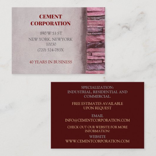 Bouwaannemer verbouwt betoncement visitekaartje (Voorkant / Achterkant)