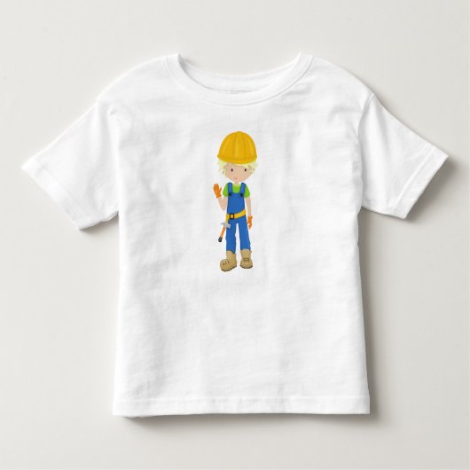 Bouwarbeider, blond haar, leuke jongen, hamer kinder shirts (Voorkant)