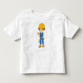 Bouwarbeider, Bruin Haar, Schattig Jochie, Hamer Kinder Shirts (Voorkant)