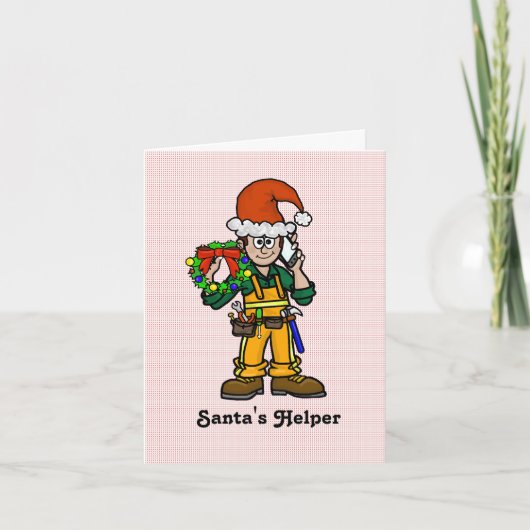 Bouwarbeider Kerstman Kerstkaart Kaart (Voorkant)