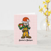 Bouwarbeider Kerstman Kerstkaart Kaart (Gele Bloem)