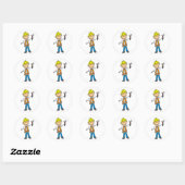 Bouwarbeider met hamer ronde sticker (Vel)