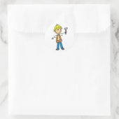Bouwarbeider met hamer ronde sticker (Tas)
