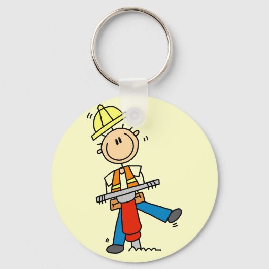 Bouwarbeider met Jack Hammer Sleutelhanger (Voorkant)