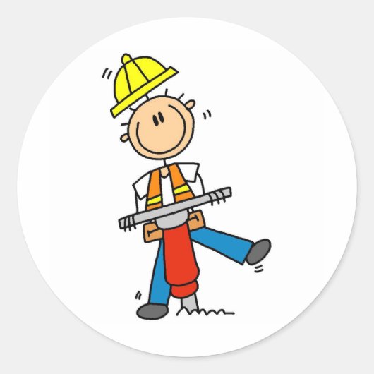 Bouwarbeider met Jack Hammer Stickers (Voorkant)