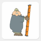 Bouwarbeider met Ladder Vierkante Sticker (Voorkant)