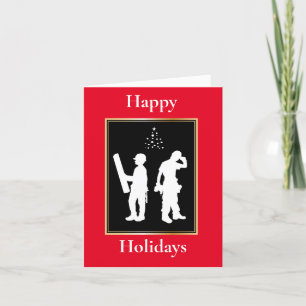 Bouwarbeider Silhouet Kerstkaart Kaart