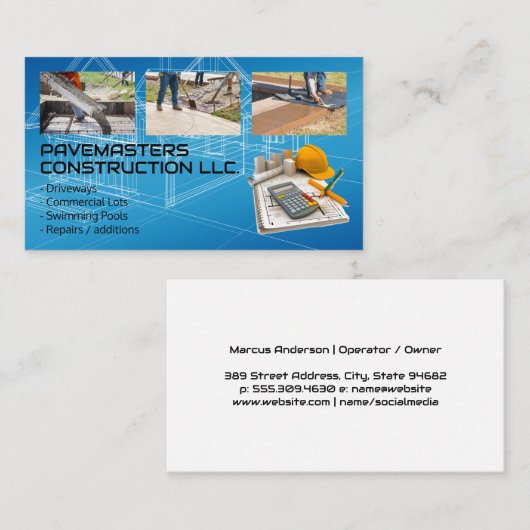 Bouwarbeiders | Blauwdrukken Visitekaartje (Voorkant / Achterkant)