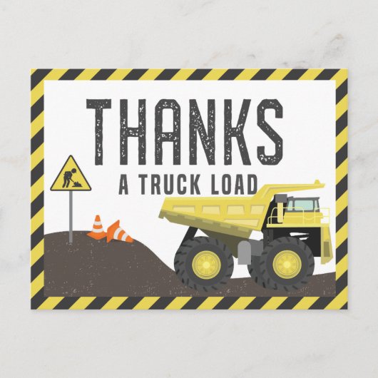 Bouwauto Verjaardag Bedankt Briefkaart (Voorkant)