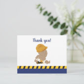 Bouwbaby jongen babyshower bedankbriefjes bedankkaart (Staand voorkant)