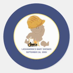 Bouwbaby Shower Favor Sticker voor jongen