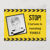 Bouwbander Foto Gele Kinderen Verjaardagsfeestje Briefkaart (Voorkant)