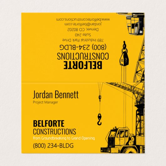 Bouwbedrijf Bold Branding Ontwerp Gevouwen Visitekaartje (Buitenkant ongevouwen)