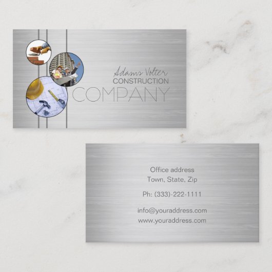 Bouwbedrijf bouwt metaalontwerpkaart visitekaartje (Voorkant / Achterkant)