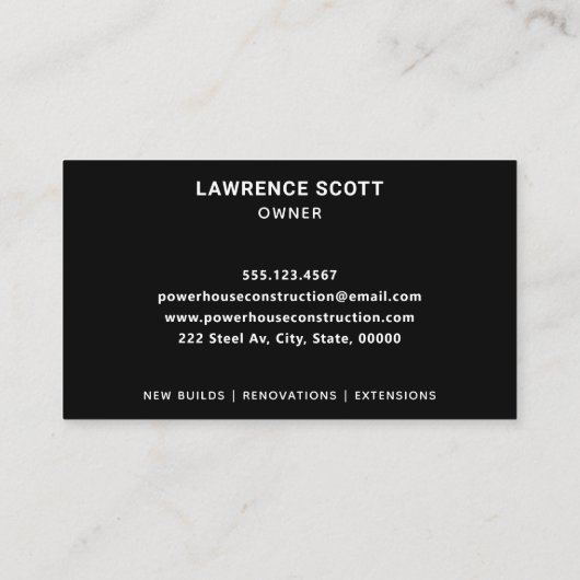 Bouwbedrijf Brick Pattern Black Visitekaartje (Achterkant)
