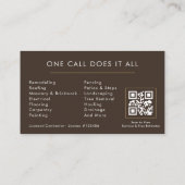 Bouwbedrijf Brown Gold QR Code Visitekaartje (Achterkant)