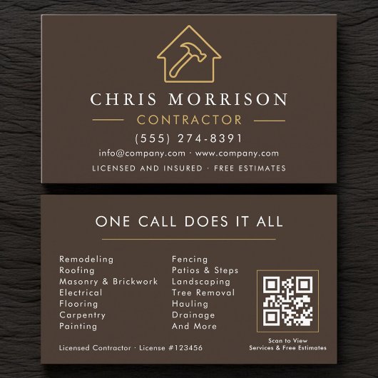 Bouwbedrijf Brown Gold QR Code Visitekaartje