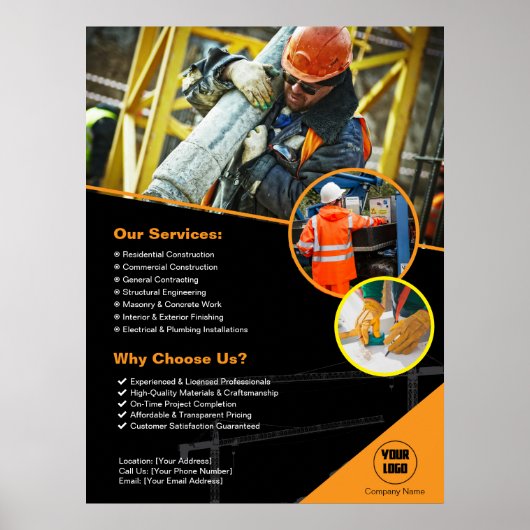 Bouwbedrijf Custom Poster (Voorkant)