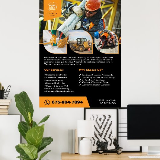 Bouwbedrijf Custom Poster (Thuiskantoor)