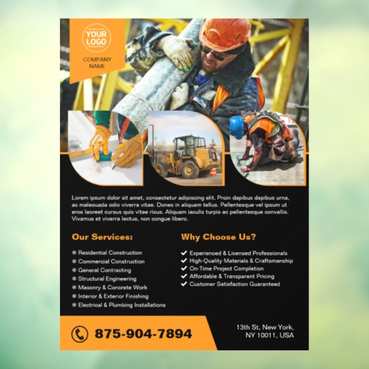 Bouwbedrijf Custom Window Cling Raamsticker (Vel 3)