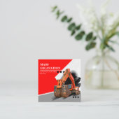 Bouwbedrijf en bouwbedrijf van graafmachines vierkante visitekaartje (Staand voorkant)