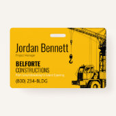 Bouwbedrijf, Geel & Zwart Kraanontwerp Badge (Achterkant)