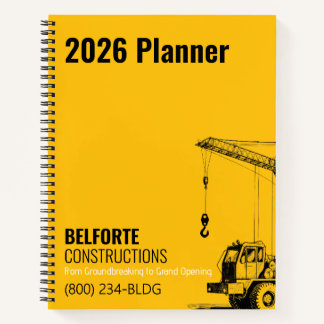 Bouwbedrijf, Geel & Zwart Kraanontwerp Notitieboek