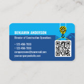 Bouwbedrijf Logo QR Code Navy Blue Visitekaartje (Achterkant)