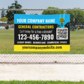 Bouwbedrijf QR Code Blue Promotional Spandoek (Insitu)