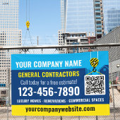 Bouwbedrijf QR Code Marine Blue Promotional Spandoek