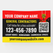 Bouwbedrijf QR Code Red Promotional Spandoek (Horizontaal)