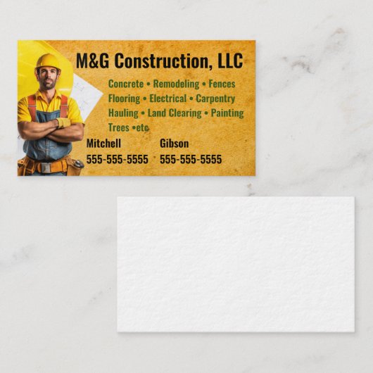 Bouwbedrijf Visitekaartje (Voorkant / Achterkant)