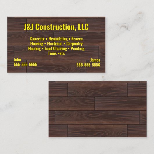 Bouwbedrijf Visitekaartje hout (Voorkant / Achterkant)