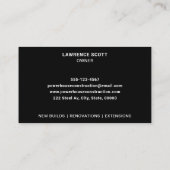 Bouwbedrijf voegt uw Logo zwart toe Visitekaartje (Achterkant)