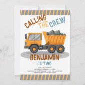 Bouwbemanning dump vrachtwagen jongen 2e verjaarda kaart (Voorkant)