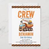 Bouwbemanning dump vrachtwagen jongen 2e verjaarda kaart (Voorkant)