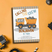 Bouwbemanning dump vrachtwagen jongen 2e verjaarda kaart