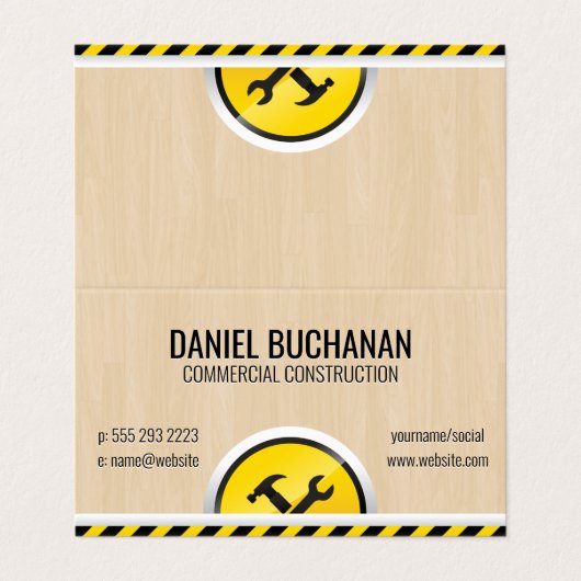 Bouwbeslag Gereedschap | Hout Achtergrond Visitekaartje (Buitenkant ongevouwen)