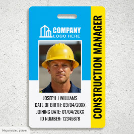 Bouwbeveiliging ID-foto logo QR-code blauw Badge