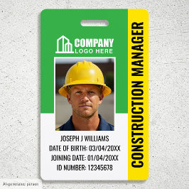 Bouwbeveiliging ID-foto Logo QR-code Groen Badge