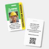 Bouwbeveiliging ID-foto Logo QR-code Groen Badge (Voor- en achterkant)