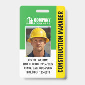 Bouwbeveiliging ID-foto Logo QR-code Groen Badge (Voorzijde)