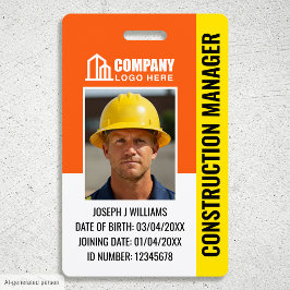 Bouwbeveiliging ID-foto Logo QR-code Oranje Badge