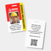 Bouwbeveiliging ID-foto Logo QR-code Rood Badge (Voor- en achterkant)