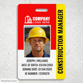 Bouwbeveiliging ID-foto Logo QR-code Rood Badge