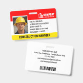 Bouwbeveiliging ID-foto logo streepjescode rood Badge (Voor- en achterkant)