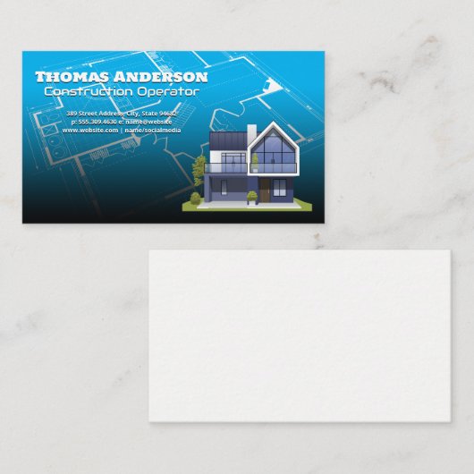 Bouwblauwdrukken | Vastgoed Huisvesting Visitekaartje (Voorkant / Achterkant)