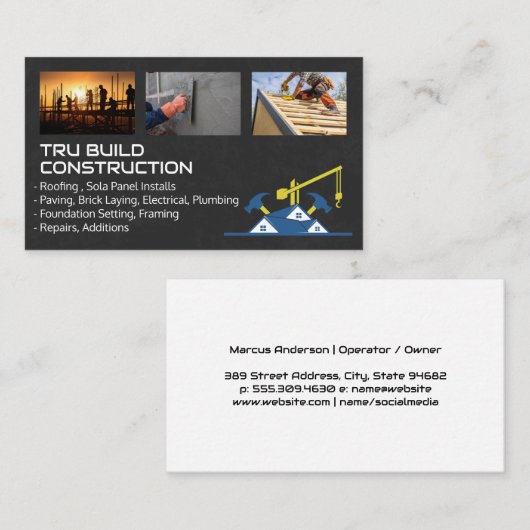 Bouwblauwe kraag | hoofdaannemer visitekaartje (Voorkant / Achterkant)